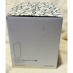 Bomshbee Sloane Champagne Flutes (Set of 4) NIB Glass FabFitFun Barware Cheers